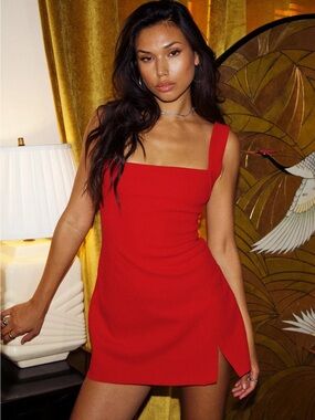 Princess Polly Bold Red Square-Neck Mini Dress